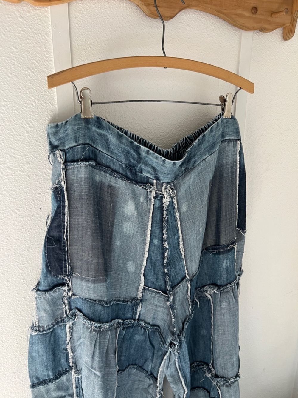 Jaded gypsy patchwork chambray wide leg pants size L/XL - Picture 2 of 5